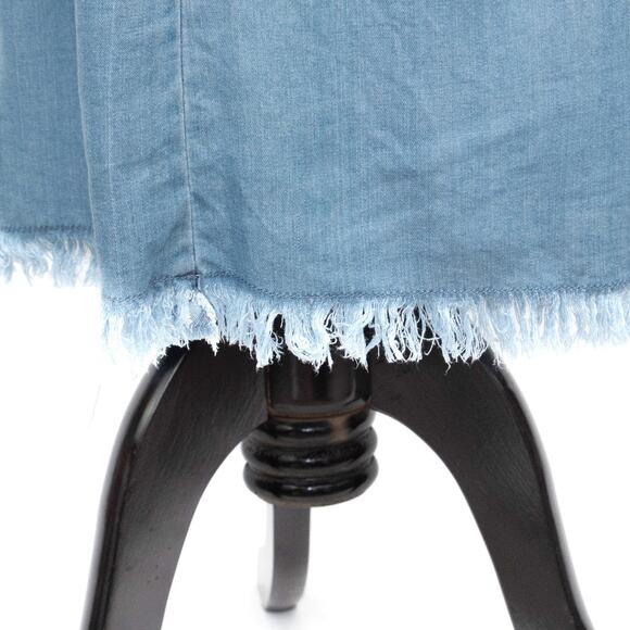 Beach Lunch Lounge Tova Off the Shoulder Chambray Frayed Hem Dress Size Small - Picture 6 of 14